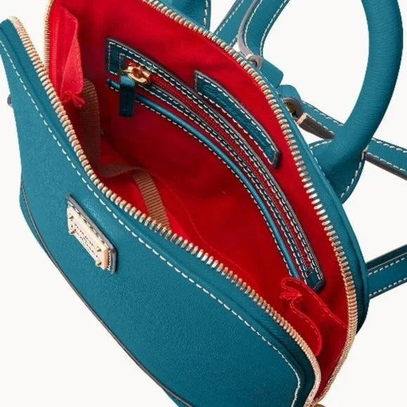 Dooney & Bourke Saffiano Small Zip Pod Backpack, NWT in bag, Deep Teal - Picture 3 of 5